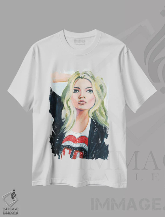 تیشرت سفید طرح دار کیت ماس، هنر فاخر معاصر اثر کتی مینگوس | immage.ir