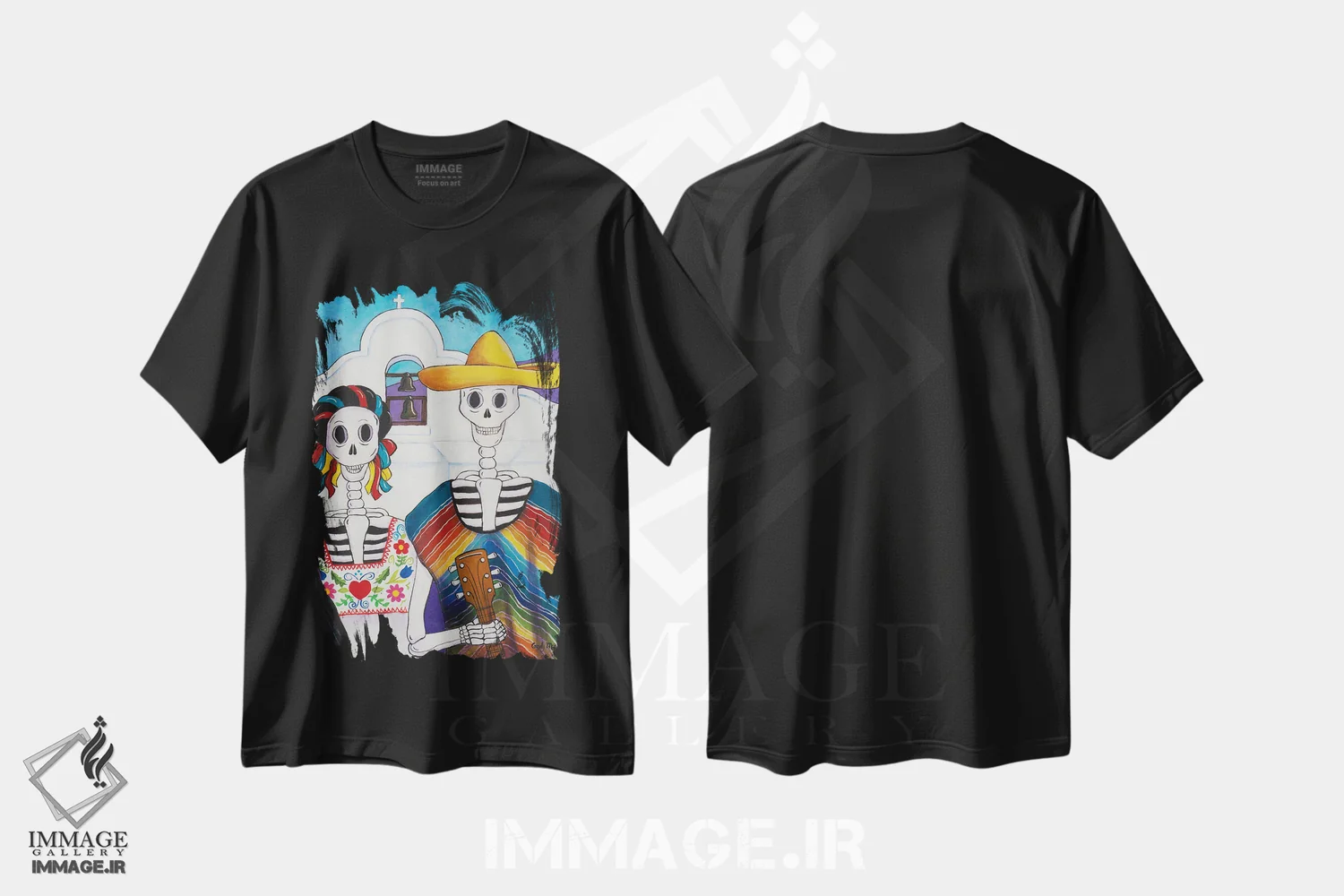 تیشرت مشکی طرح دار گوتیک مکزیکی، تزئینی اثر کندی مایر | فروشگاه ایماژ