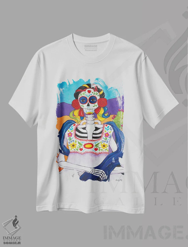 تیشرت سفید طرح دار مونالیزای مکزیکی، تزئینی اثر کندی مایر | فروشگاه ایماژ
