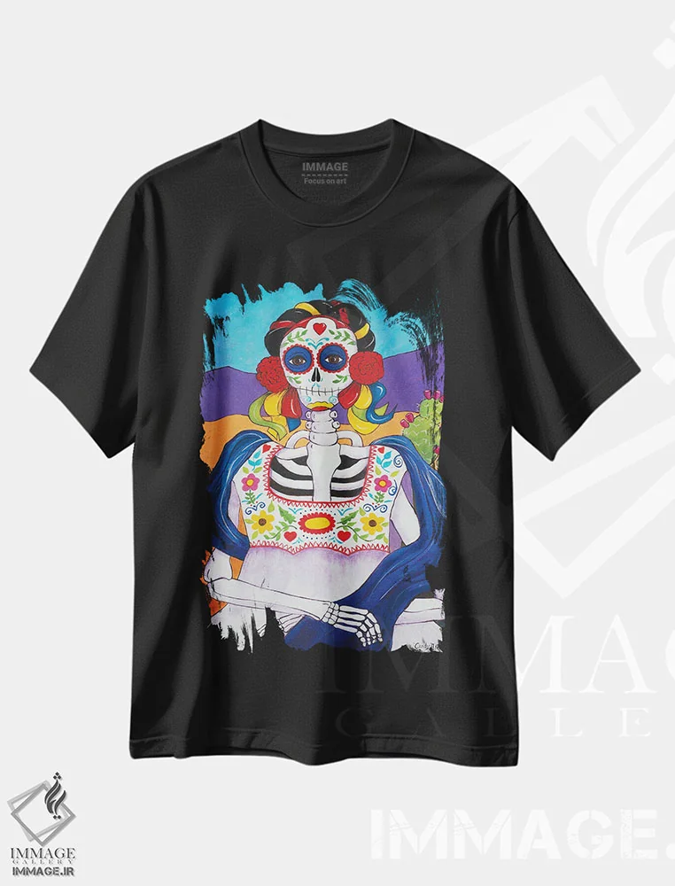 تیشرت مشکی طرح دار مونالیزای مکزیکی، تزئینی اثر کندی مایر | immage.ir