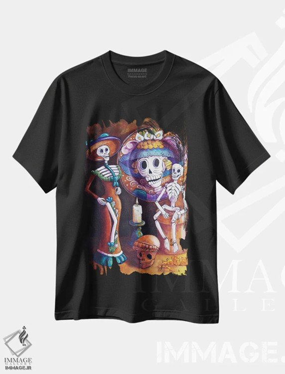 تیشرت مشکی طرح دار گروه کاترینا، تزئینی اثر کندی مایر | فروشگاه ایماژ