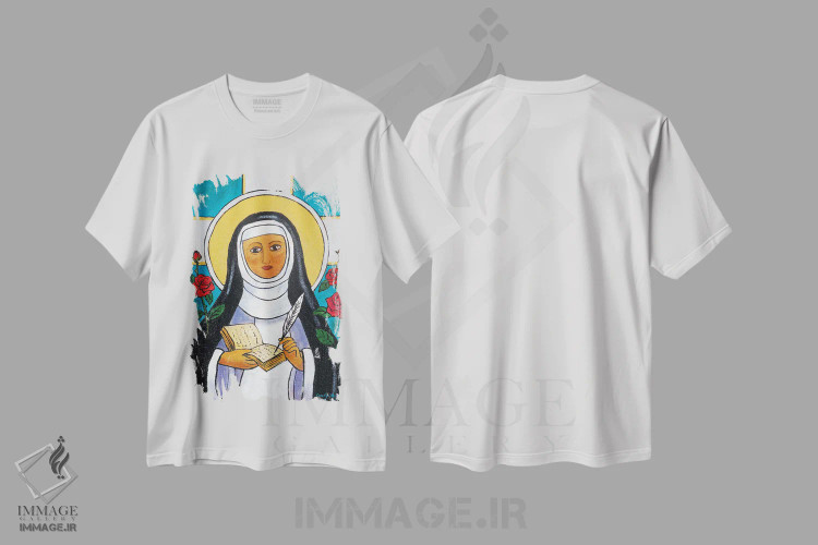 تیشرت سفید طرح دار سن ترزا، تزئینی اثر کندی مایر | immage.ir