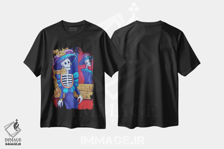 تیشرت مشکی طرح دار کاترینا در آینه، تزئینی اثر کندی مایر | فروشگاه ایماژ