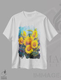 تیشرت سفید طرح دار آفتابگردان ها، تزئینی اثر کندی مایر | فروشگاه ایماژ