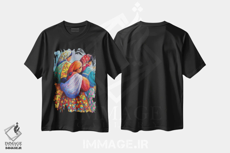 تیشرت مشکی طرح دار زنان تراهومارا، تزئینی اثر کندی مایر | فروشگاه ایماژ