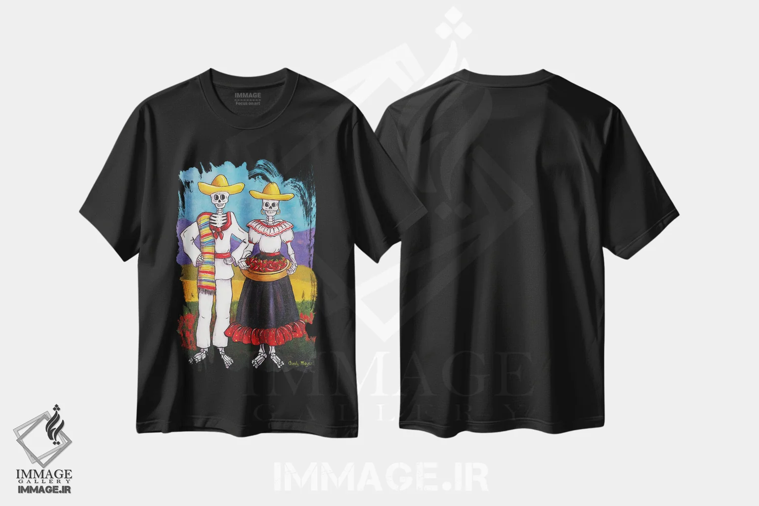 تیشرت مشکی طرح دار کشاورزان فلفل چیلی، تزئینی اثر کندی مایر | immage.ir