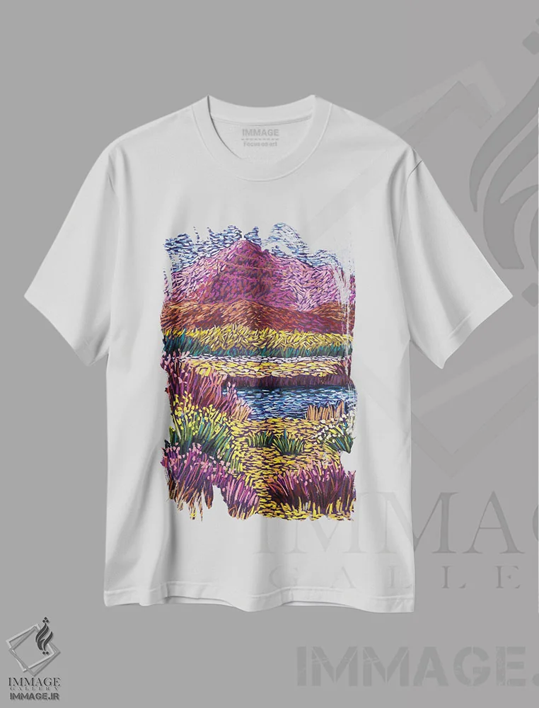 تیشرت سفید طرح دار پاییز کریستو ری، تزئینی اثر کندی مایر | فروشگاه ایماژ