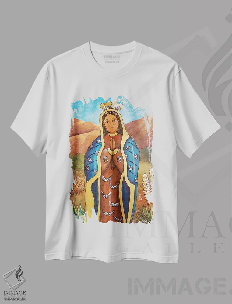 تیشرت سفید طرح دار گوادالوپه شفا، هنر فاخر معاصر اثر کندی مایر | immage.ir