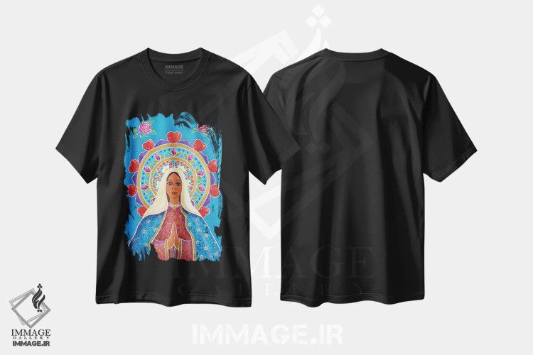 تیشرت مشکی طرح دار ماندالای گوادالوپه، هنر فاخر معاصر اثر کندی مایر | immage.ir