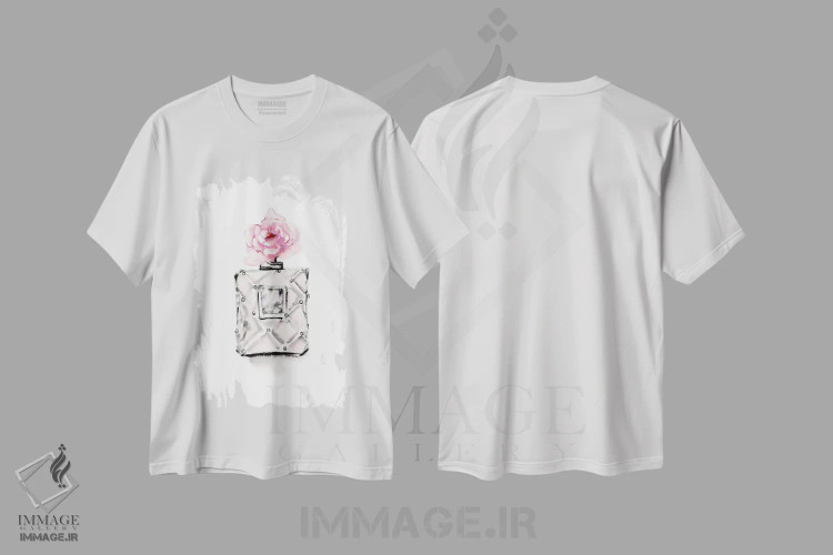 تیشرت سفید طرح دار بطری عطر، مدیوم اثر استلا چانگ | immage.ir