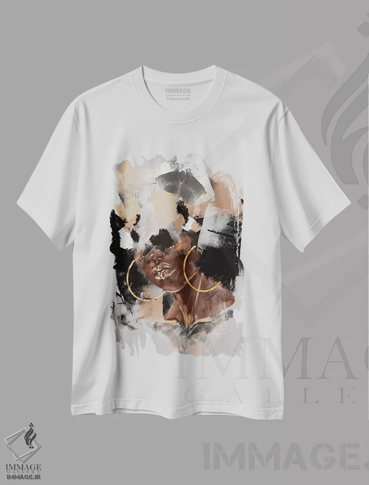 تیشرت سفید طرح دار آفرو پاپ، آبستره اثر استلا چانگ | فروشگاه ایماژ