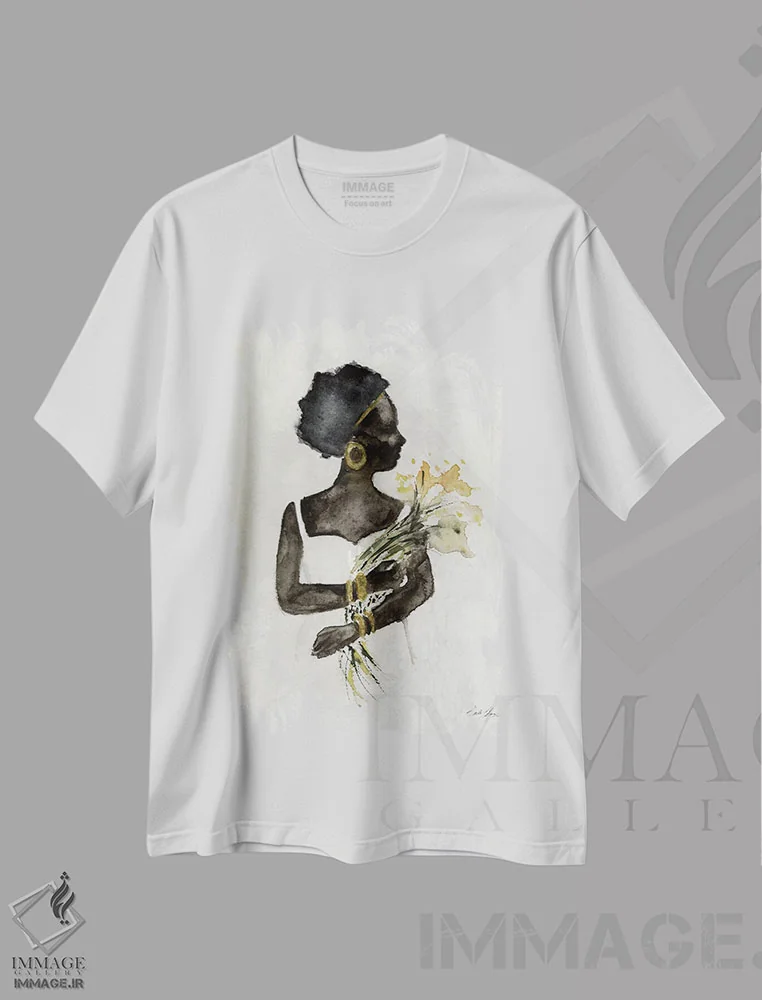 تیشرت سفید طرح دار ملکهٔ روح ۱، آبستره اثر استلا چانگ | فروشگاه ایماژ