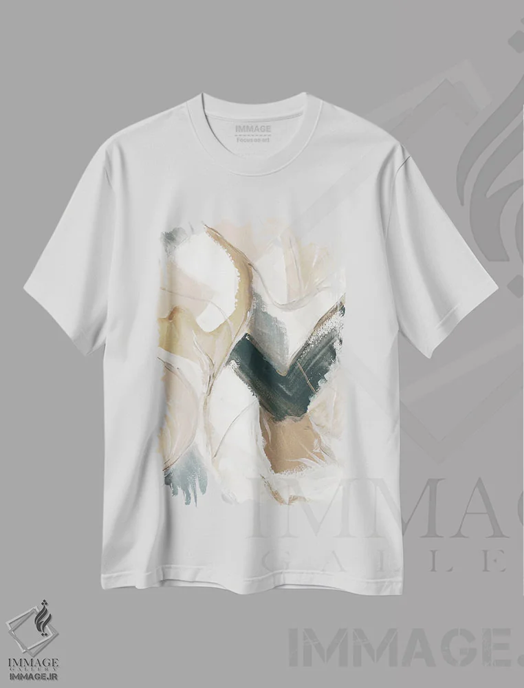 تیشرت سفید طرح دار خطوط مرمرین ۲ اثر استلا چانگ | فروشگاه ایماژ