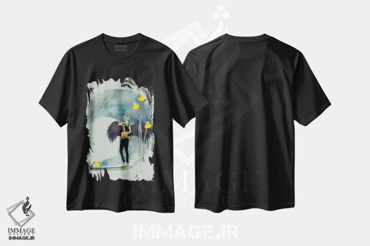 تیشرت مشکی طرح دار صورت اردکی، هنر فاخر معاصر اثر کارولین کسلسی | فروشگاه ایماژ