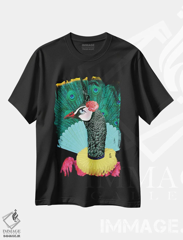 تیشرت مشکی طرح دار ژیزل، هنر فاخر معاصر اثر کارولین کسلسی | immage.ir