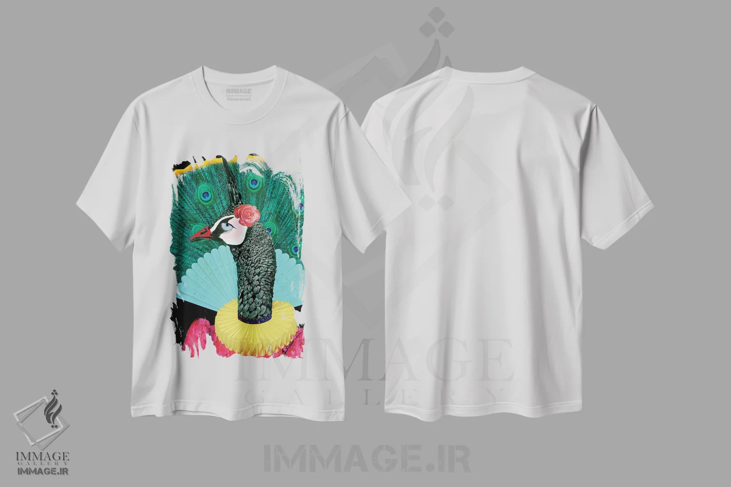 تیشرت سفید طرح دار ژیزل، هنر فاخر معاصر اثر کارولین کسلسی | فروشگاه ایماژ