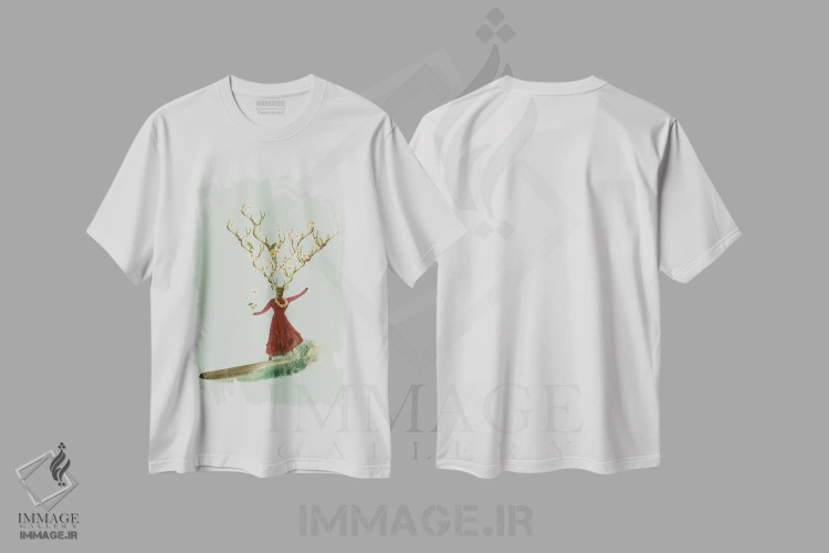 تیشرت سفید طرح دار مارتینی شیک شده نه هم زده، هنر فاخر معاصر اثر کارولین کسلسی | immage.ir