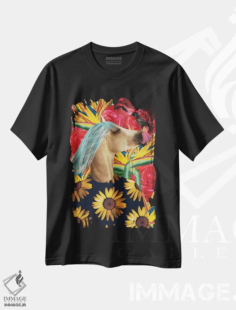 تیشرت مشکی طرح دار رودخانه - روح آزاد، تزئینی اثر کارولین کسلسی | فروشگاه ایماژ