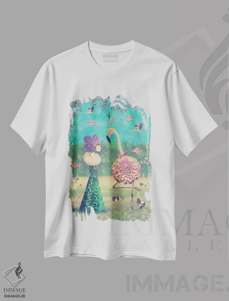 تیشرت سفید طرح دار قدم زنی در پارک - عمودی، هنر فاخر معاصر اثر کارولین کسلسی | immage.ir