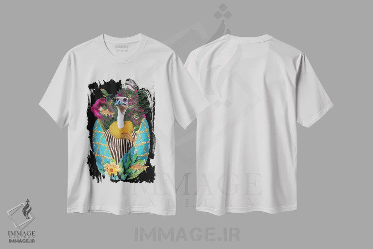 تیشرت سفید طرح دار جرج، تزئینی اثر کارولین کسلسی | فروشگاه ایماژ