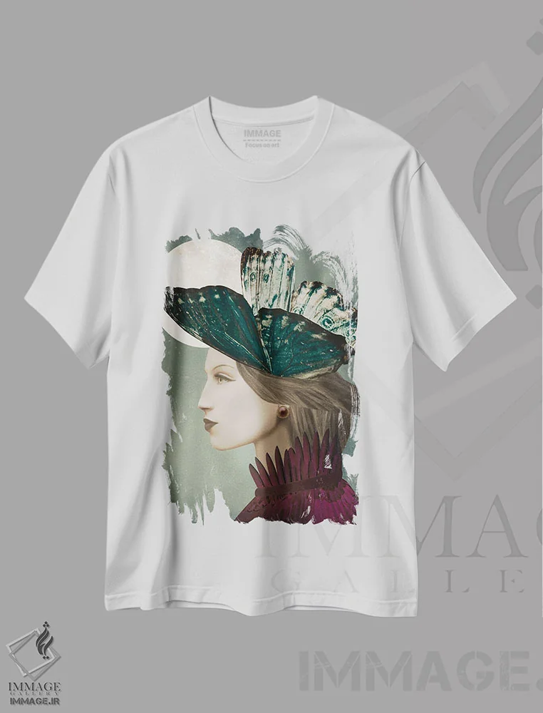 تیشرت سفید طرح دار ماه کامل، هنر فاخر معاصر اثر کارولین کسلسی | immage.ir