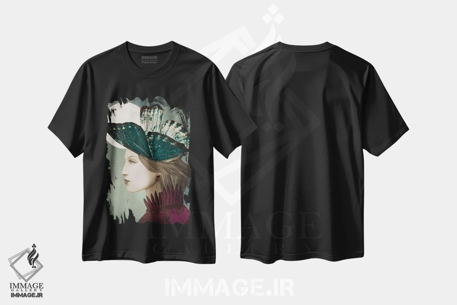 تیشرت مشکی طرح دار ماه کامل، هنر فاخر معاصر اثر کارولین کسلسی | فروشگاه ایماژ