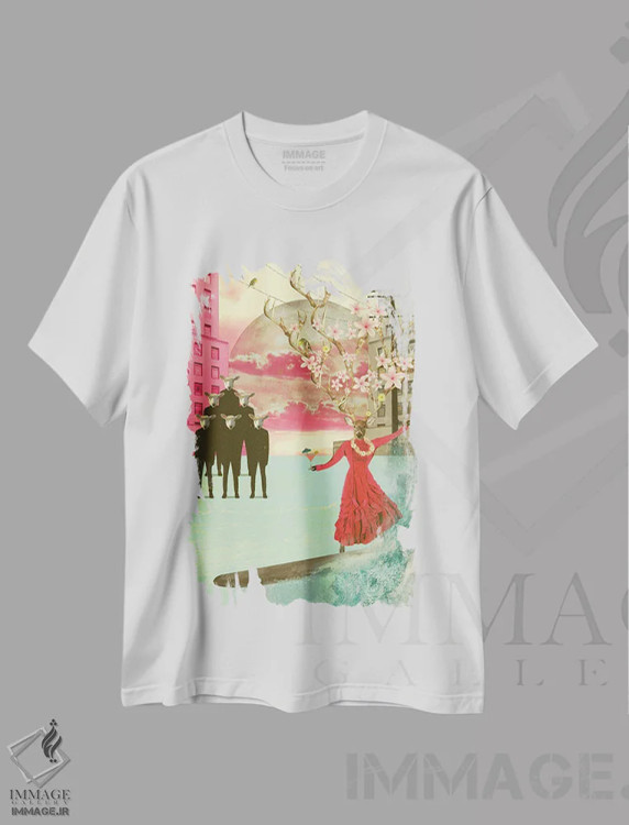 تیشرت سفید طرح دار گوسفند نباش، هنر فاخر معاصر اثر کارولین کسلسی | immage.ir