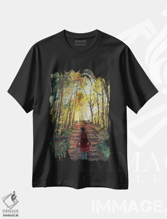 تیشرت مشکی طرح دار مسیر در جنگل، تزئینی اثر کترین پاتریکسون | immage.ir