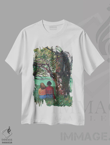تیشرت سفید طرح دار درون، بیرون، هنر فاخر معاصر اثر کترین پاتریکسون | فروشگاه ایماژ
