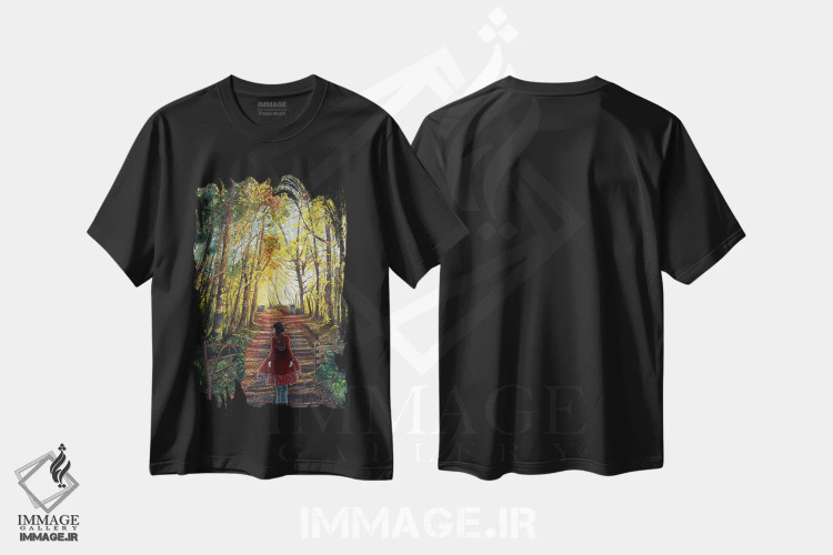 تیشرت مشکی طرح دار مسیر در جنگل، تزئینی اثر کترین پاتریکسون | immage.ir