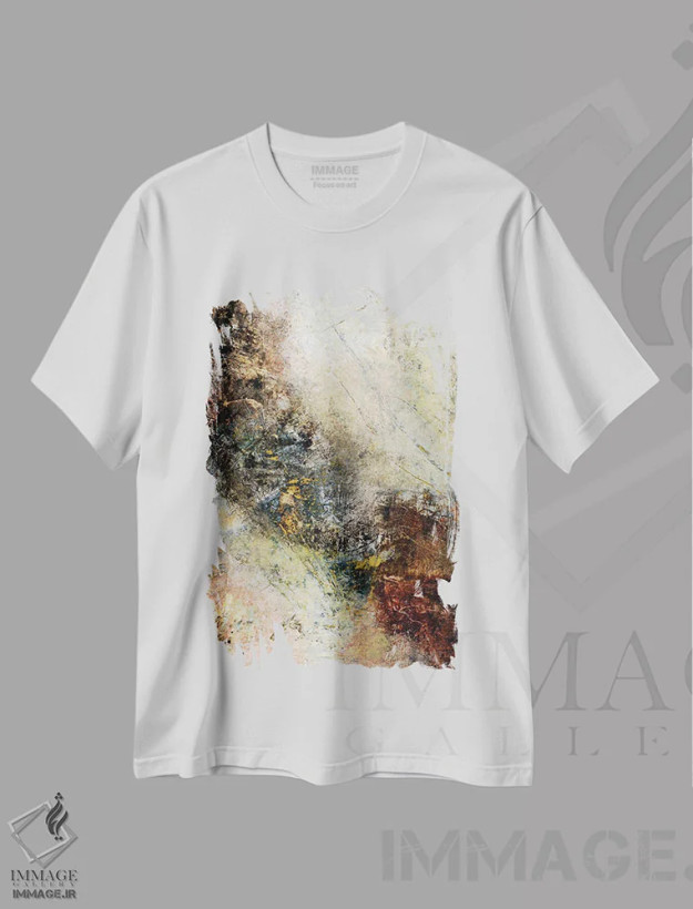 تیشرت سفید طرح دار اثر انتزاعی شمارهٔ ۹ اثر کلر نیومن-ویلیامز | فروشگاه ایماژ
