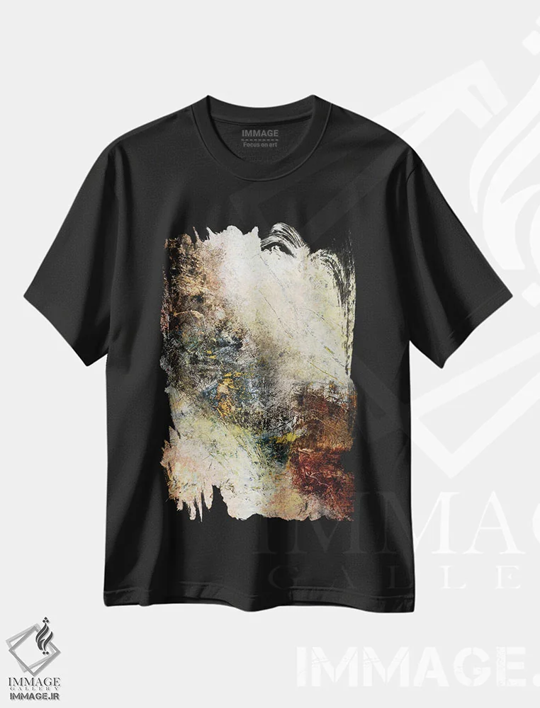 تیشرت مشکی طرح دار اثر انتزاعی شمارهٔ ۹ اثر کلر نیومن-ویلیامز | immage.ir