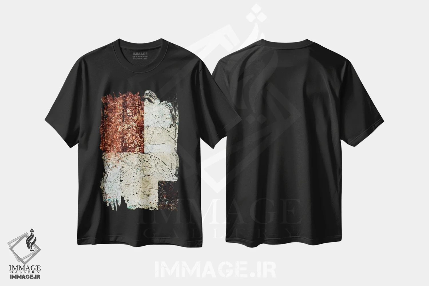 تیشرت مشکی طرح دار اثر انتزاعی شمارهٔ ۷ اثر کلر نیومن-ویلیامز | فروشگاه ایماژ