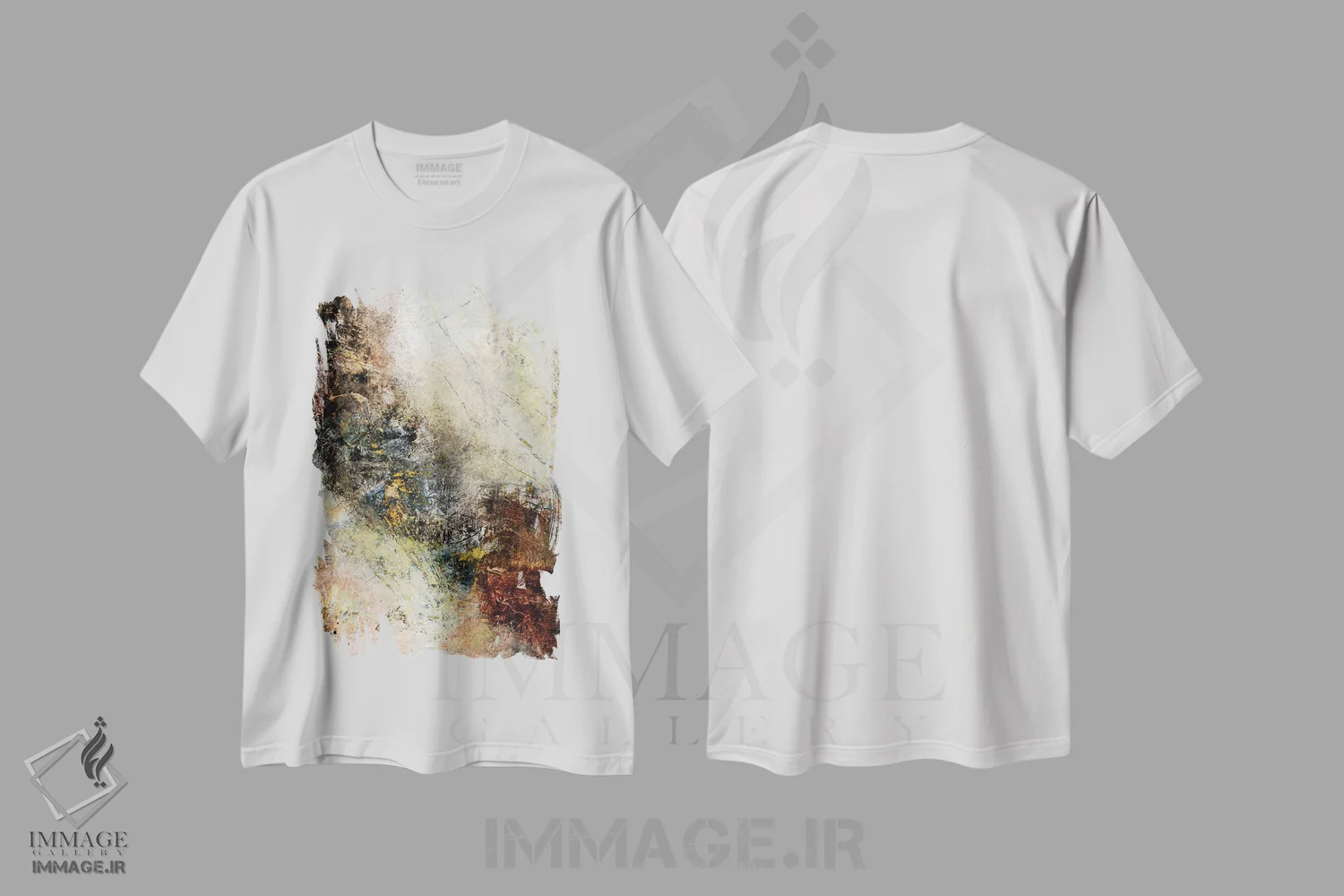 تیشرت سفید طرح دار اثر انتزاعی شمارهٔ ۹ اثر کلر نیومن-ویلیامز | فروشگاه ایماژ