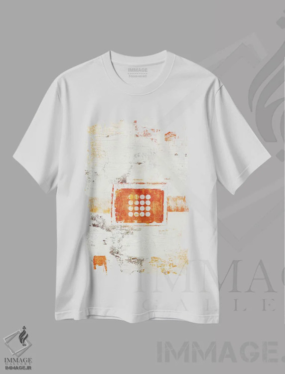 تیشرت سفید طرح دار هندسهٔ شهری شمارهٔ ۴ اثر کلر نیومن-ویلیامز | فروشگاه ایماژ