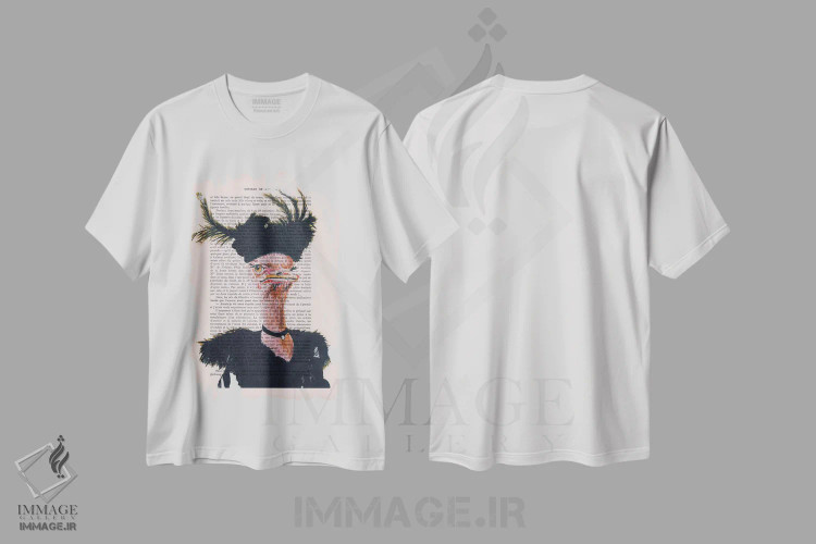 تیشرت سفید طرح دار شترمرغ جت ست، تزئینی اثر کوکو د پاریس | immage.ir