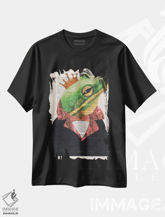 تیشرت مشکی طرح دار قورباغهٔ پادشاه، تزئینی اثر کوکو د پاریس | فروشگاه ایماژ