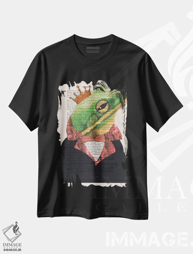 تیشرت مشکی طرح دار قورباغهٔ پادشاه، تزئینی اثر کوکو د پاریس | فروشگاه ایماژ