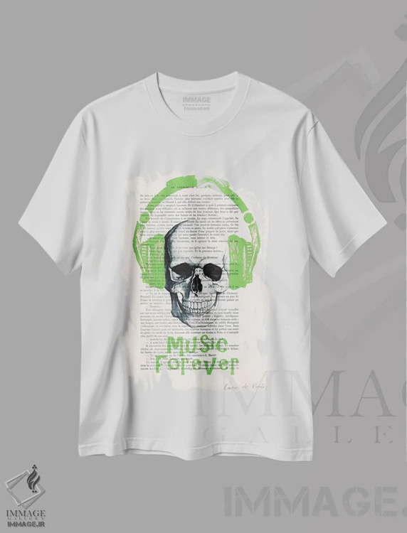 تیشرت سفید طرح دار موسیقی برای همیشه ۱، تایپوگرافی اثر کوکو د پاریس | immage.ir