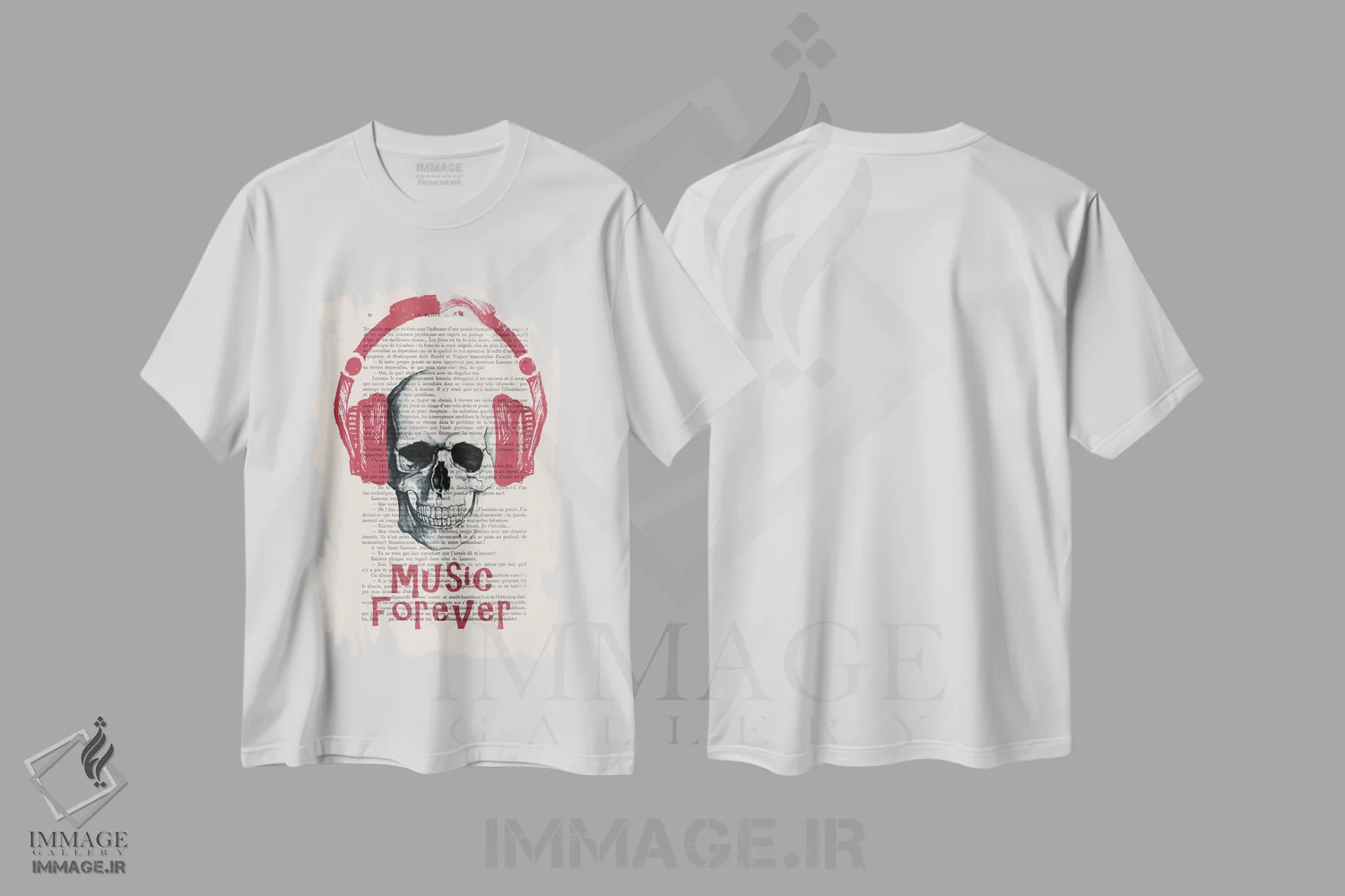 تیشرت سفید طرح دار موسیقی برای همیشه ۲، تایپوگرافی اثر کوکو د پاریس | فروشگاه ایماژ