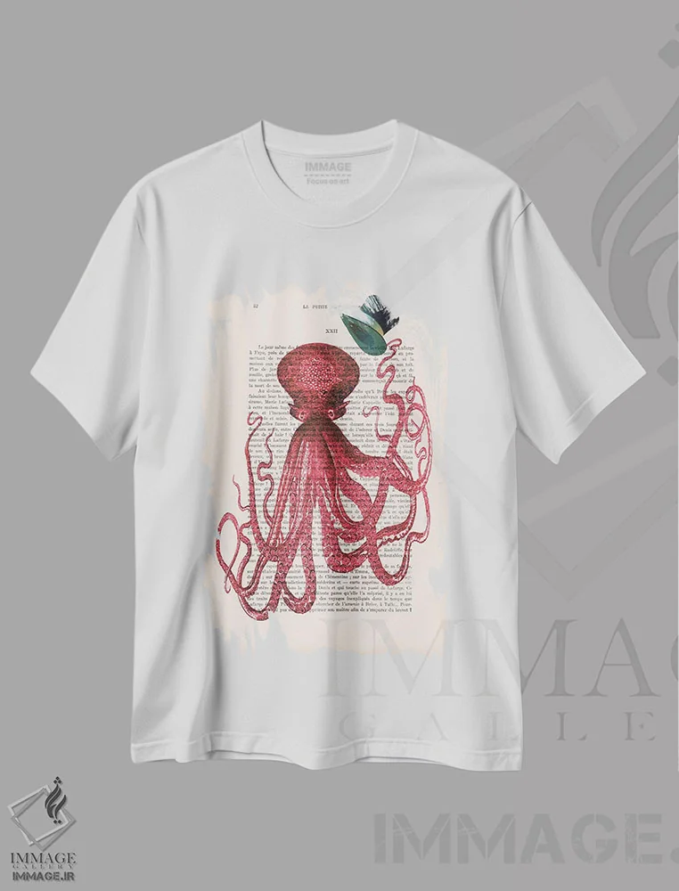 تیشرت سفید طرح دار اختاپوس با کلاه، تزئینی اثر کوکو د پاریس | immage.ir