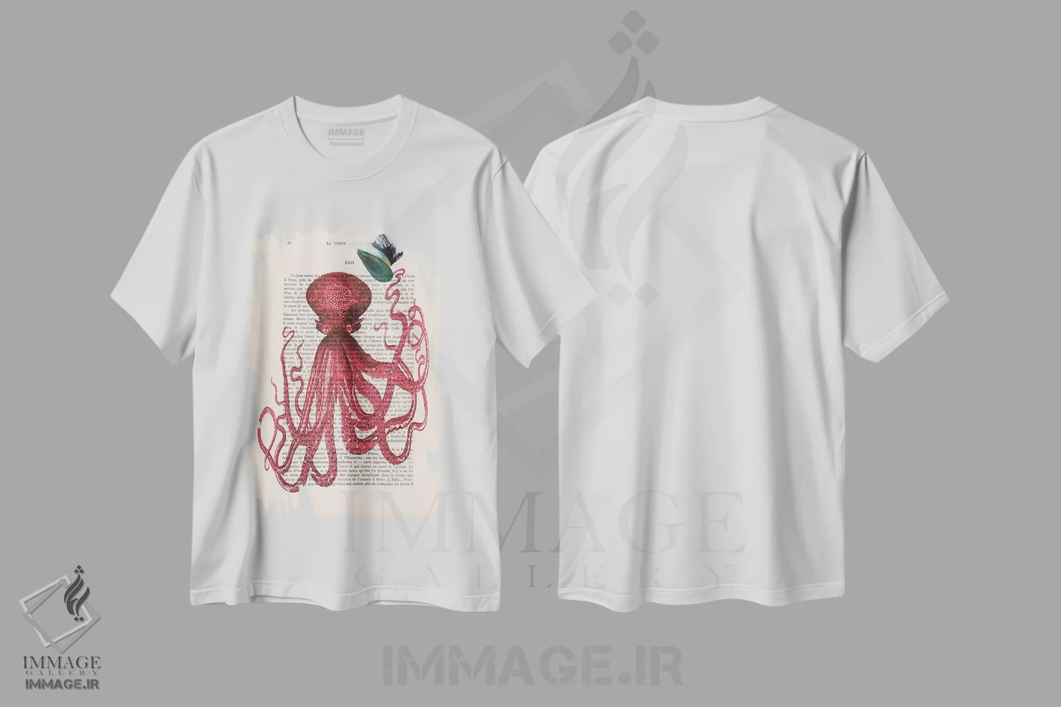 تیشرت سفید طرح دار اختاپوس با کلاه، تزئینی اثر کوکو د پاریس | immage.ir