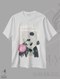 تیشرت سفید طرح دار پاندا با آدامس بادکنکی اثر کوکو د پاریس | فروشگاه ایماژ