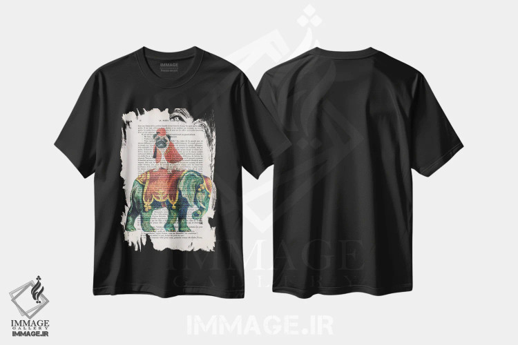 تیشرت مشکی طرح دار پاگ روی فیل، تزئینی اثر کوکو د پاریس | immage.ir