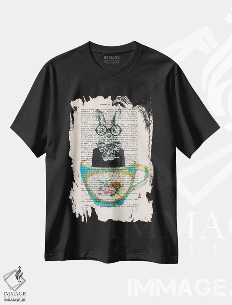 تیشرت مشکی طرح دار خرگوش داخل فنجان اثر کوکو د پاریس | immage.ir