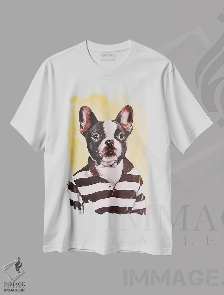 تیشرت سفید طرح دار بولداگ با پیراهن راه راه اثر کوکو د پاریس | immage.ir