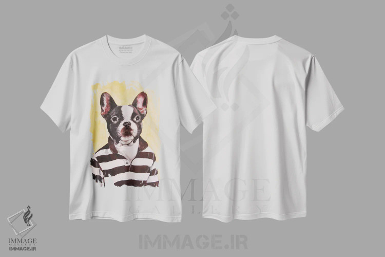 تیشرت سفید طرح دار بولداگ با پیراهن راه راه اثر کوکو د پاریس | immage.ir