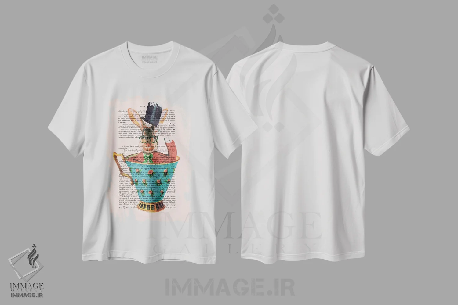 تیشرت سفید طرح دار خرگوش با کلاه داخل فنجان، تزئینی اثر کوکو د پاریس | فروشگاه ایماژ