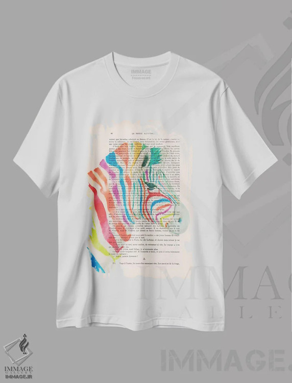 تیشرت سفید طرح دار گورخر رنگین کمانی ۱ اثر کوکو د پاریس | immage.ir