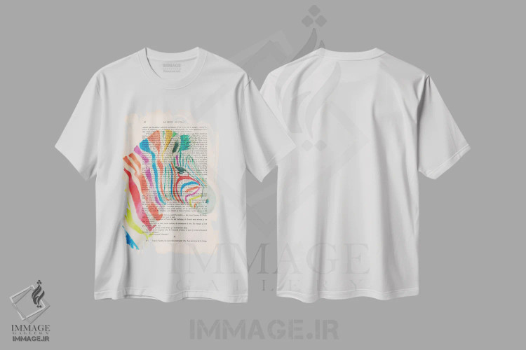تیشرت سفید طرح دار گورخر رنگین کمانی ۱ اثر کوکو د پاریس | immage.ir